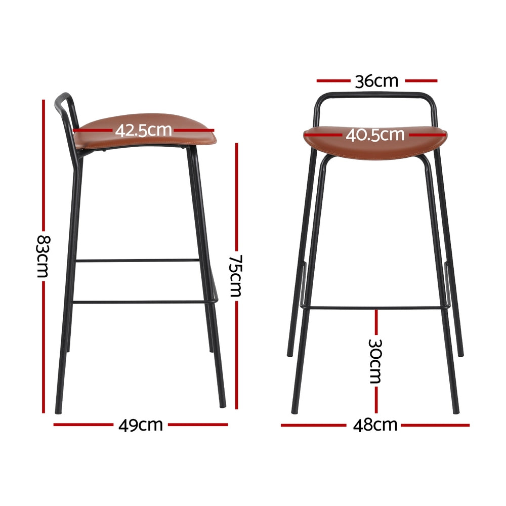 4x Artiss Bar Stools Kitchen Counter Dining Chair Metal Brown