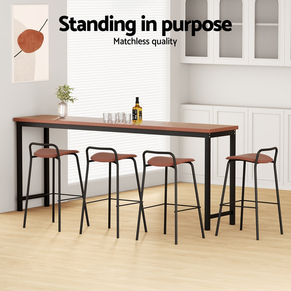 4x Artiss Bar Stools Kitchen Counter Dining Chair Metal Brown