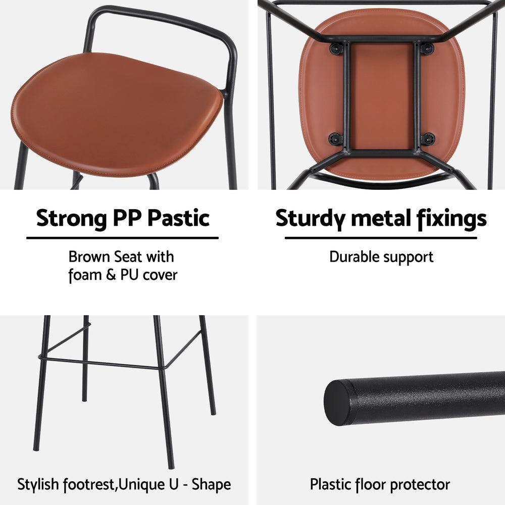 4x Artiss Bar Stools Kitchen Counter Dining Chair Metal Brown