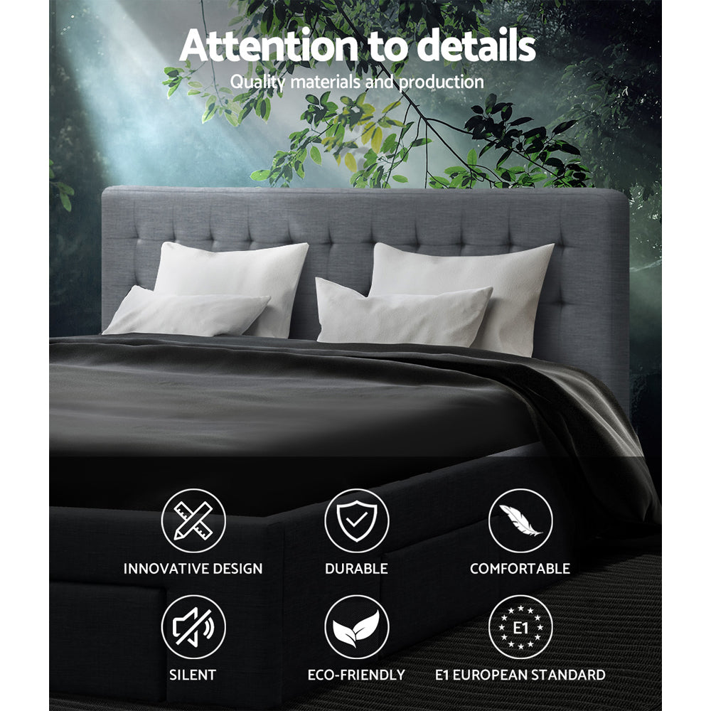 Artiss King Bed Frame King Size with 4 Drawers Grey AVIO