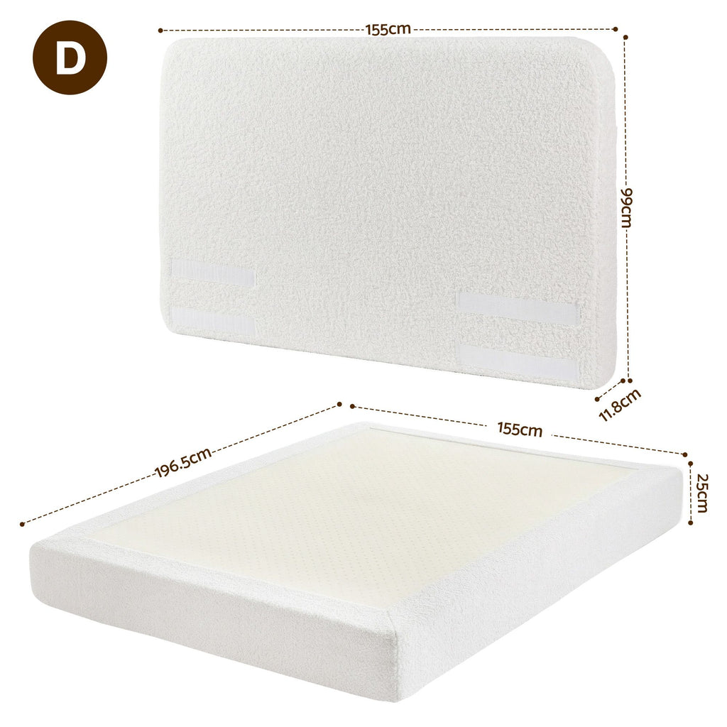 Artiss Double Bed Frame Boucle Fabric Vacuum Compressed Beds Removable Washable Cover