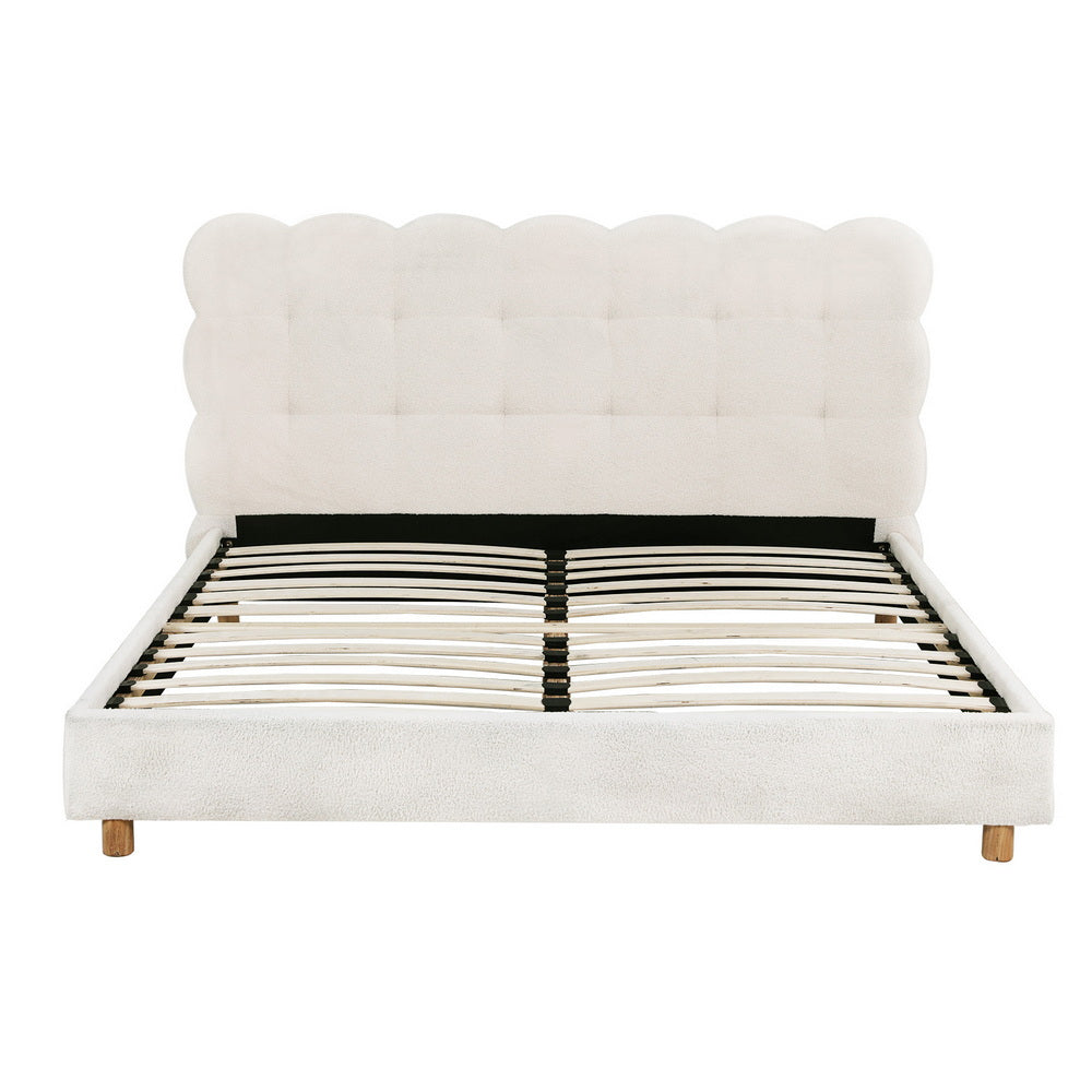 Artiss Double Bed Frame Cloud Headboard Boucle Fabric Platform Base White