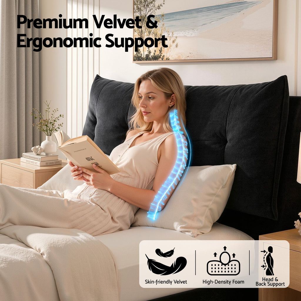 Artiss Queen Bed Frame with Horizontal Gas Lift Storage with LED Light USB Type-C Charging Station Black Velvet