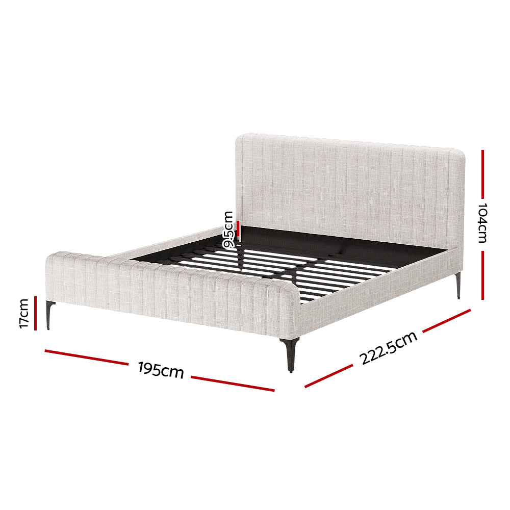 Artiss BedStory King Bed Frame with Set Platform Base Pocket Coil Linen Upholstered