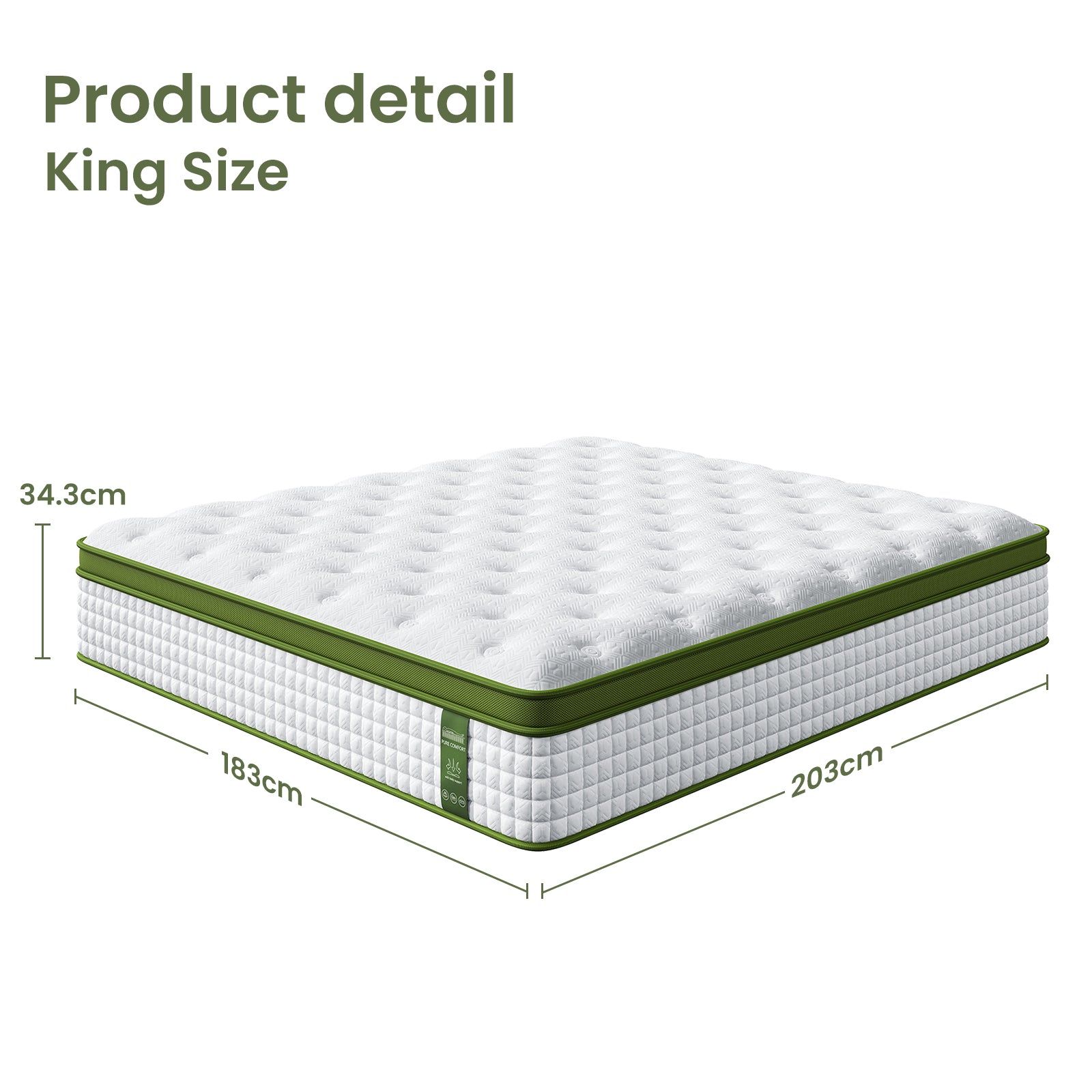 Artiss BedStory King Bed Frame with Set Platform Base Pocket Coil Linen Upholstered