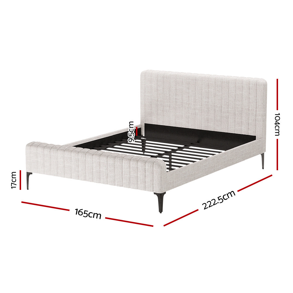 Artiss BedStory Queen Bed Frame with Set Platform Base Pocket Coil Linen Upholstered