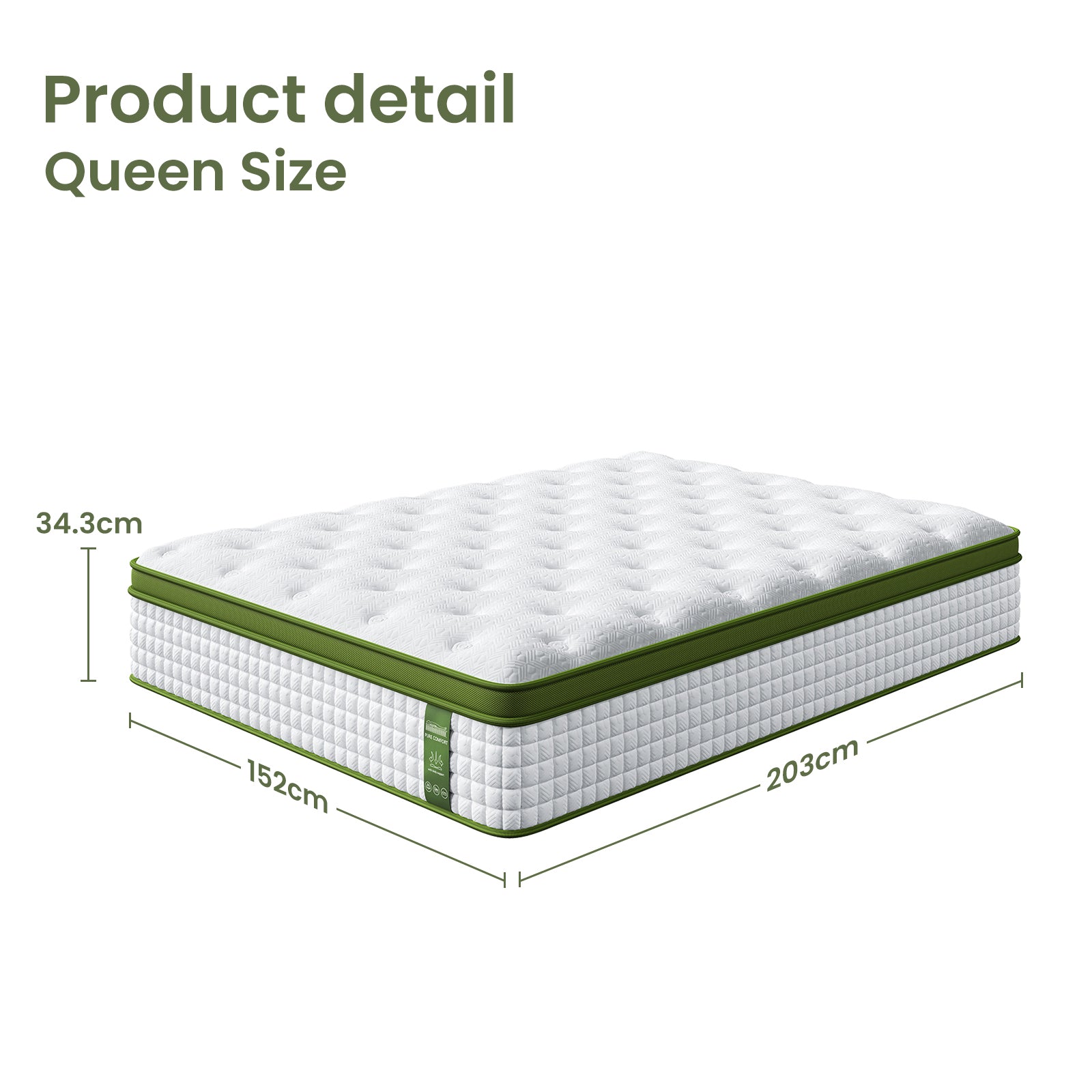 Artiss BedStory Queen Bed Frame with Set Platform Base Pocket Coil Linen Upholstered