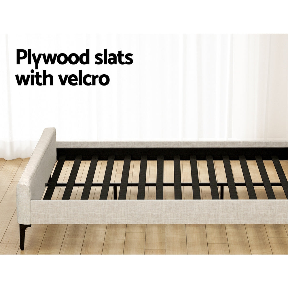 Artiss BedStory Queen Bed Frame with Set Platform Base Pocket Coil Linen Upholstered