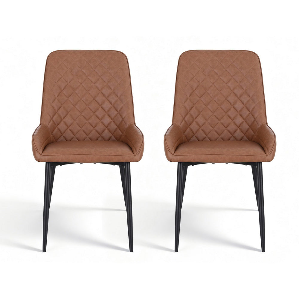 Artiss 2x Dining Chairs Retro PU Leather Kitchen Lounge Cafe Accent Chair Brown