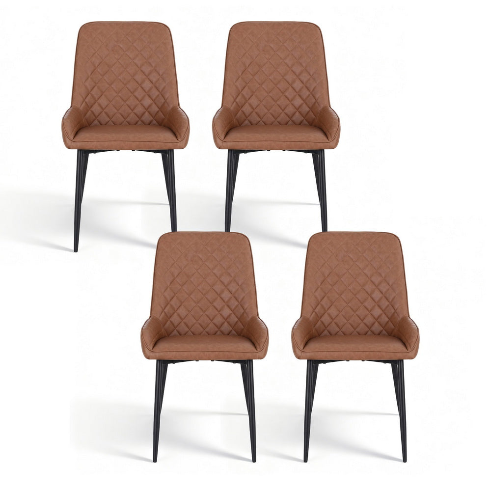 Artiss 4x Dining Chairs Retro PU Leather Kitchen Lounge Cafe Accent Chair Brown