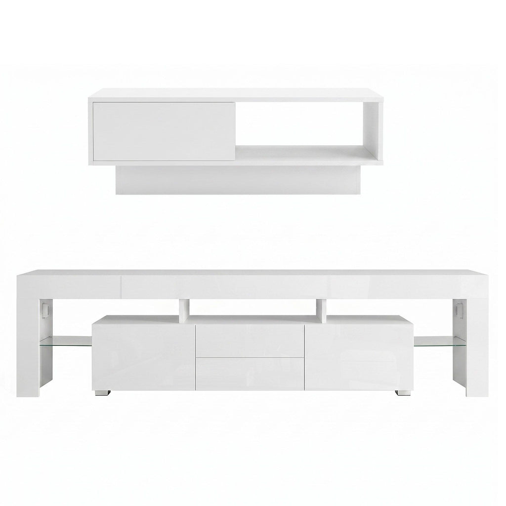 Artiss LED TV Unit & Coffee Table Set Storage Cabinet White