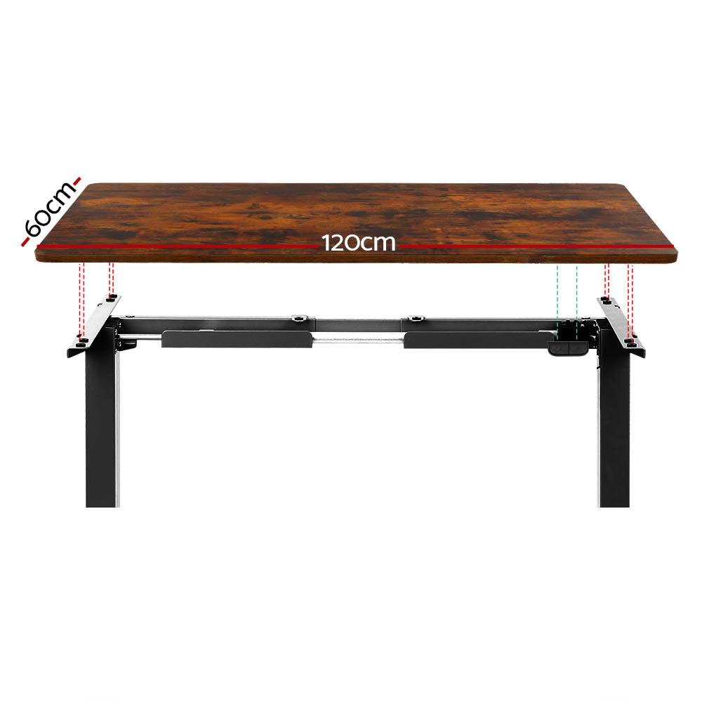 Artiss Standing Office Desk Motorised Rustic Brown 120CM