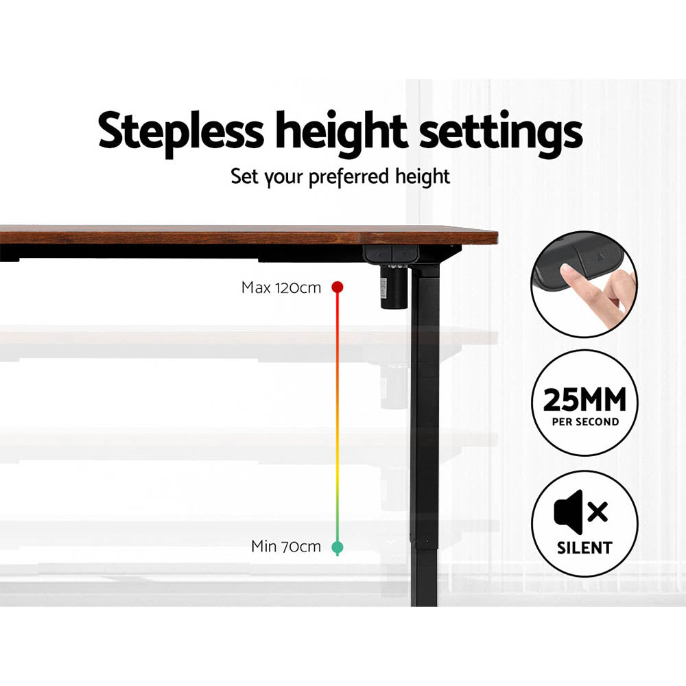 Artiss Standing Office Desk Motorised Rustic Brown 120CM