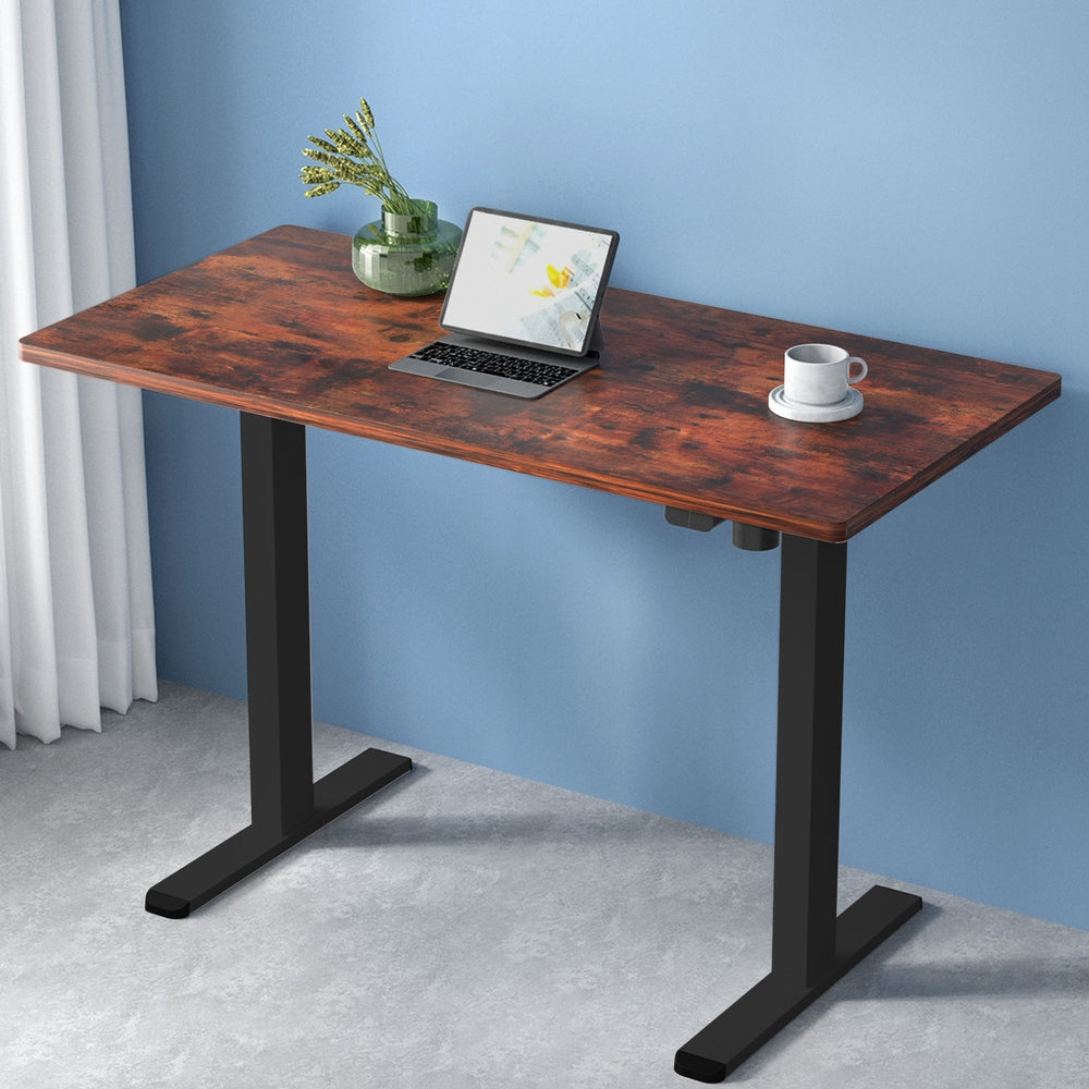 Artiss Standing Office Desk Motorised Rustic Brown 120CM