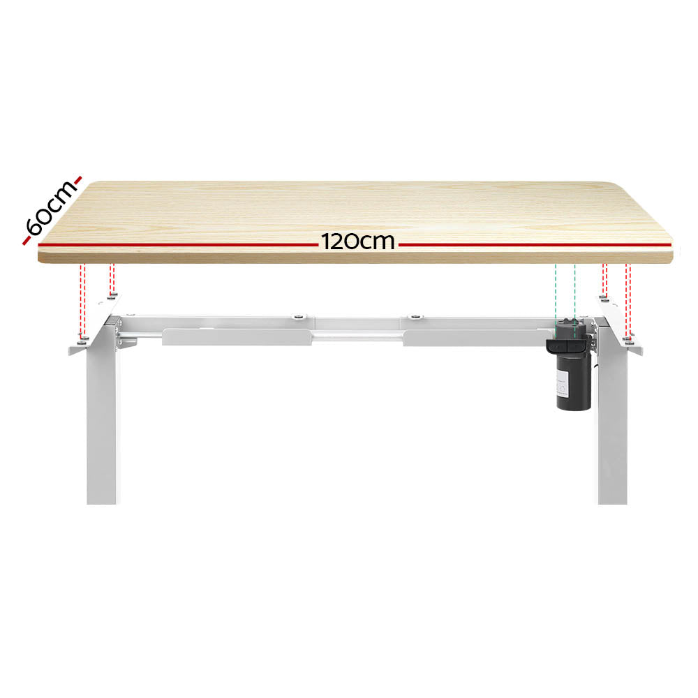 Artiss Standing Office Desk Motorised Sit Stand Desks White Oak 120CM