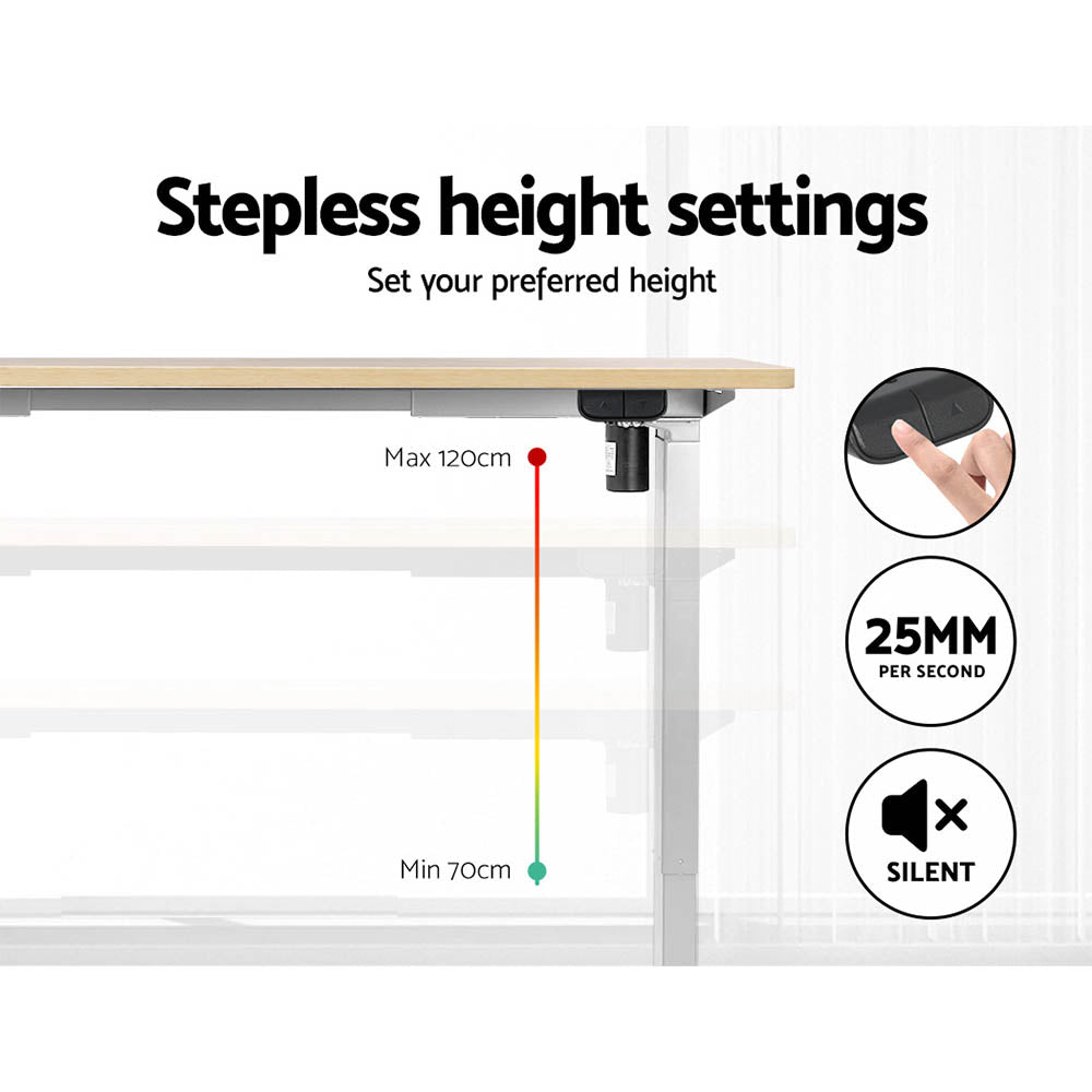 Artiss Standing Office Desk Motorised Sit Stand Desks White Oak 120CM
