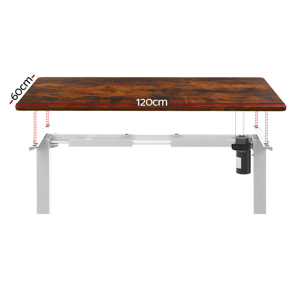 Artiss Standing Office Desk Motorised Sit Stand Desks Rustic Brown 120CM