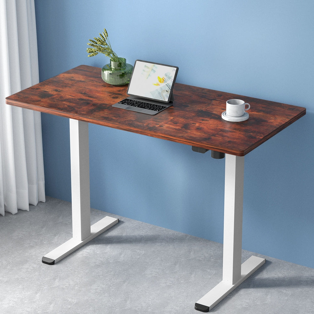 Artiss Standing Office Desk Motorised Sit Stand Desks Rustic Brown 120CM
