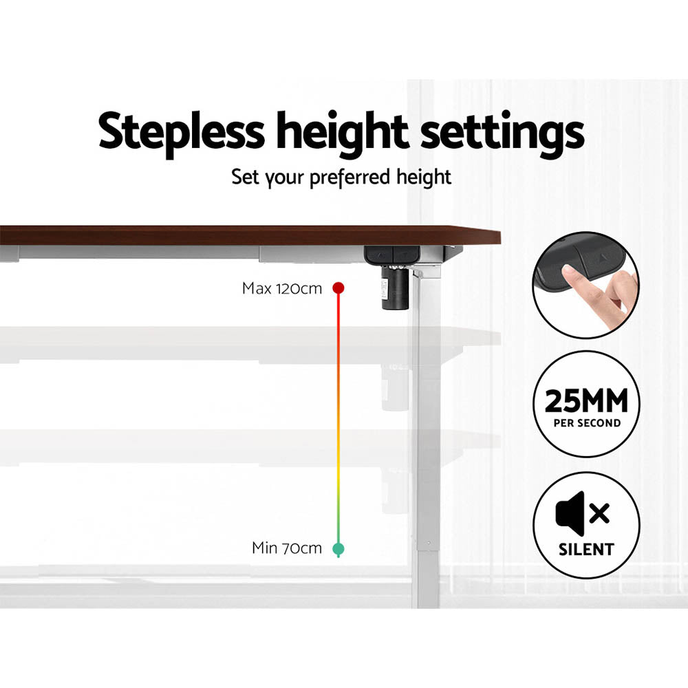 Artiss Standing Office Desk Motorised Sit Stand Desks Walnut 140CM