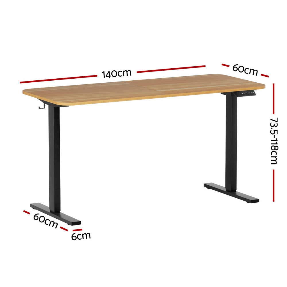 Artiss Electric Standing Office Desk 140cm Adjustable Height Motorised Home Office Desk Oak Black