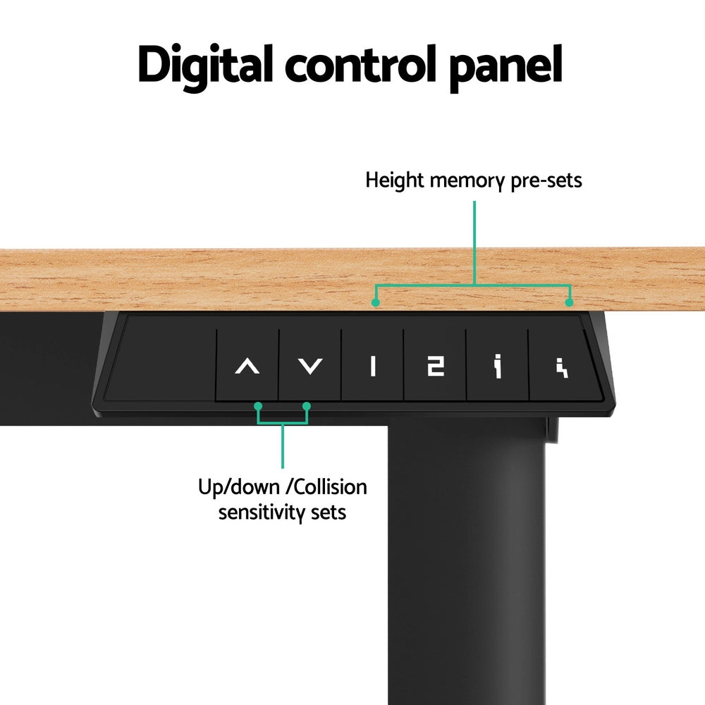 Artiss Electric Standing Office Desk 140cm Adjustable Height Motorised Home Office Desk Oak Black