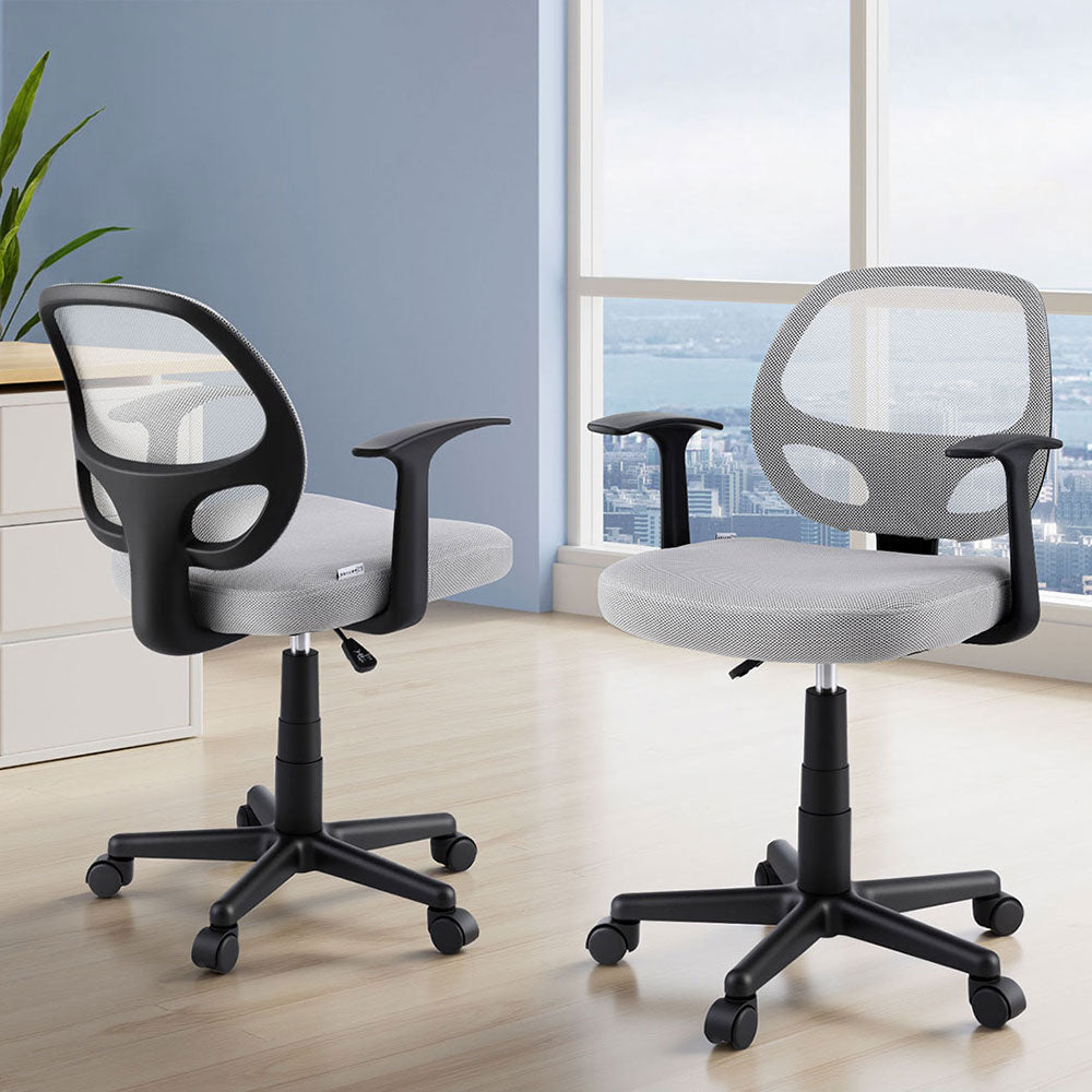 Artiss 2x Mesh Office Chair Computer Gaming Desk Chairs Work Study Mid Back Grey