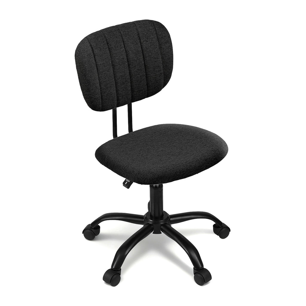 Artiss Armless Office Chair with Wheels, Ergonomic 360° Swivel Home Office Chair, Height Adjustable Computer Task Chair with Fabric Back and Seat for Small Space, Black