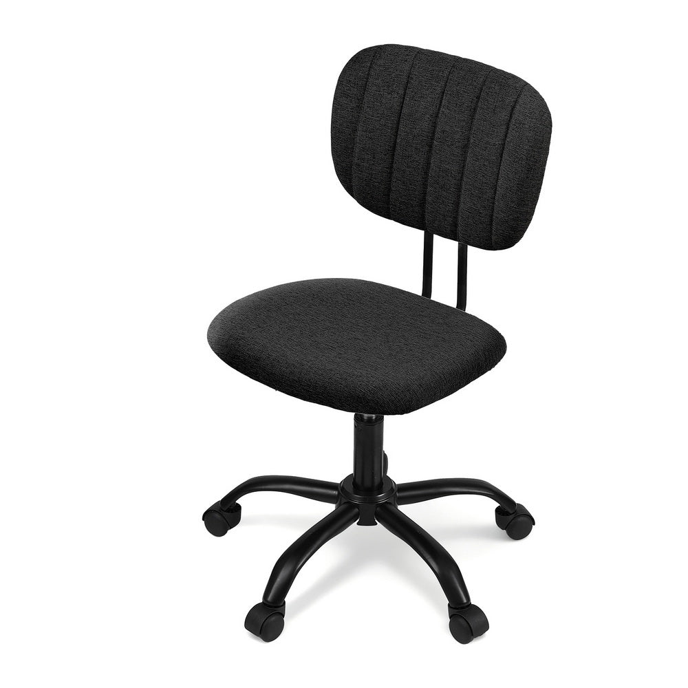 Artiss Armless Office Chair with Wheels, Ergonomic 360° Swivel Home Office Chair, Height Adjustable Computer Task Chair with Fabric Back and Seat for Small Space, Black