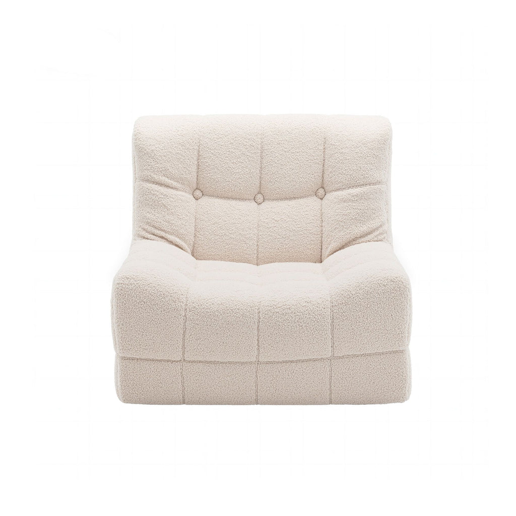 Artiss Single Small Boneless Couches for Living Room White Fabric