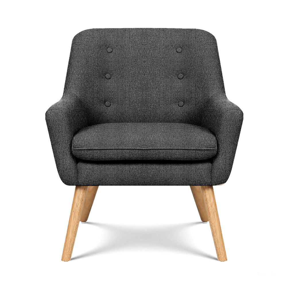 Artiss 2X Armchair Lounge Chair Accent Tub Chair Charcoal ANNE