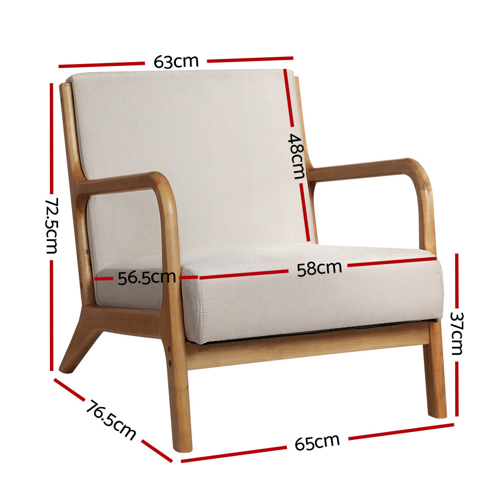 Artiss 2X Armchair Faux Fabric Beige