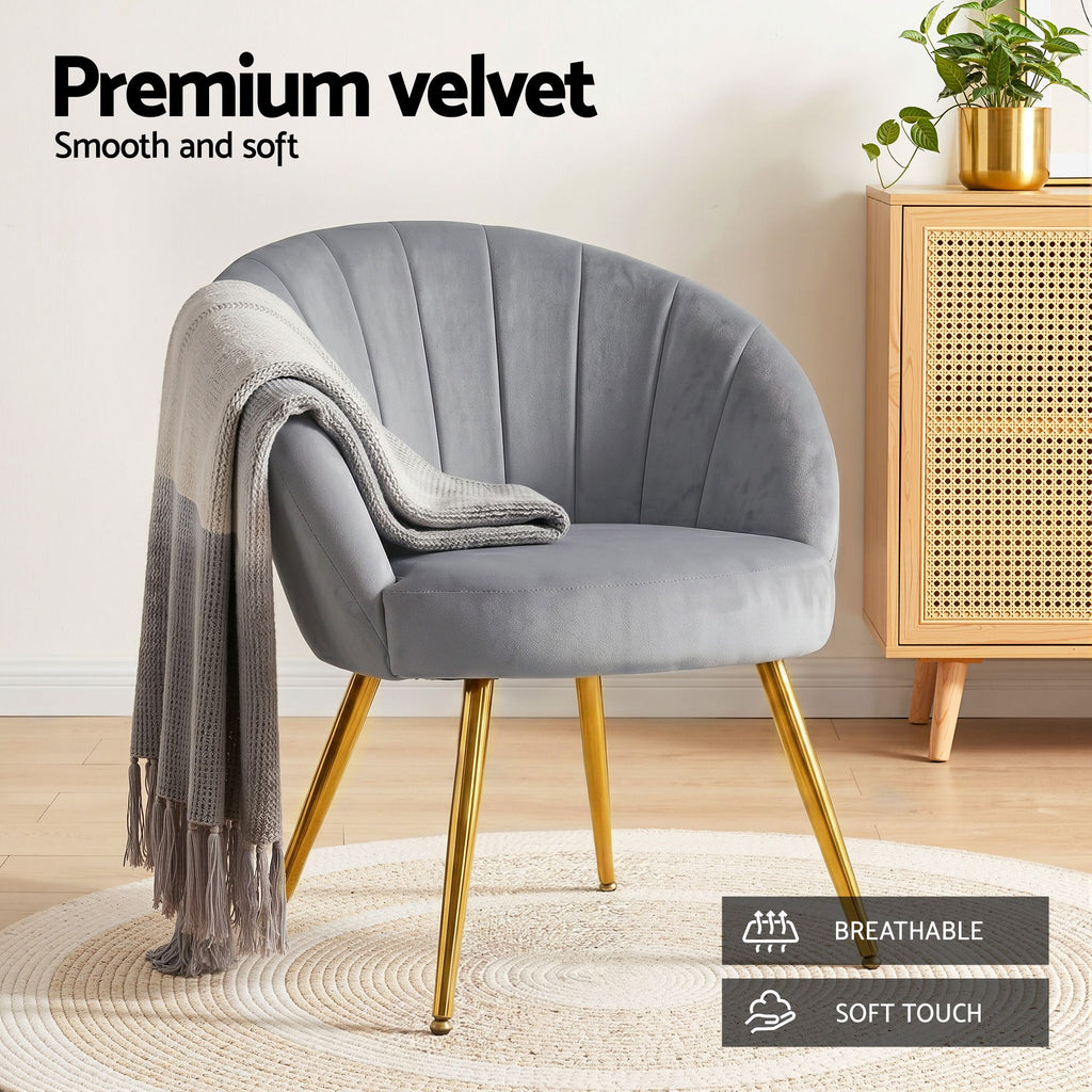 Artiss Armchair Velvet Grey Eloise