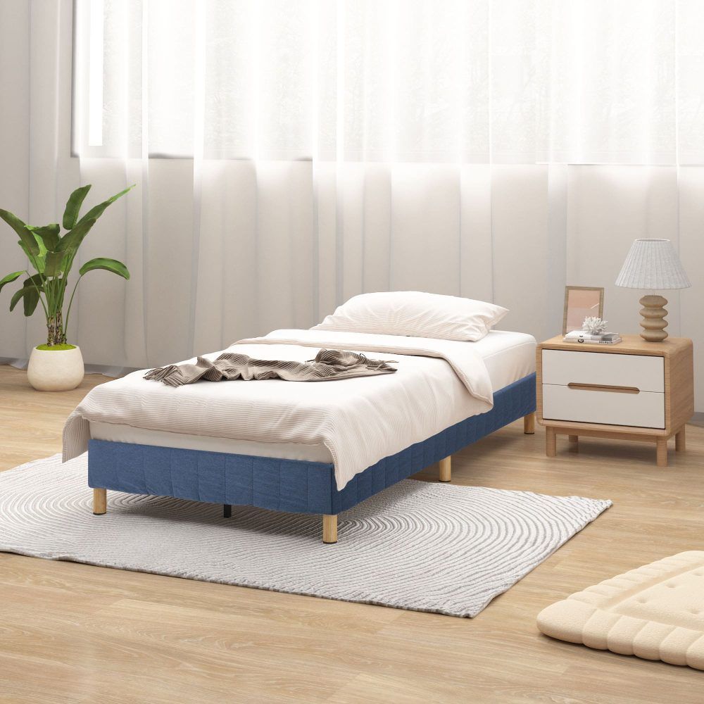 Metal Bed Frame Foundation Blue – King