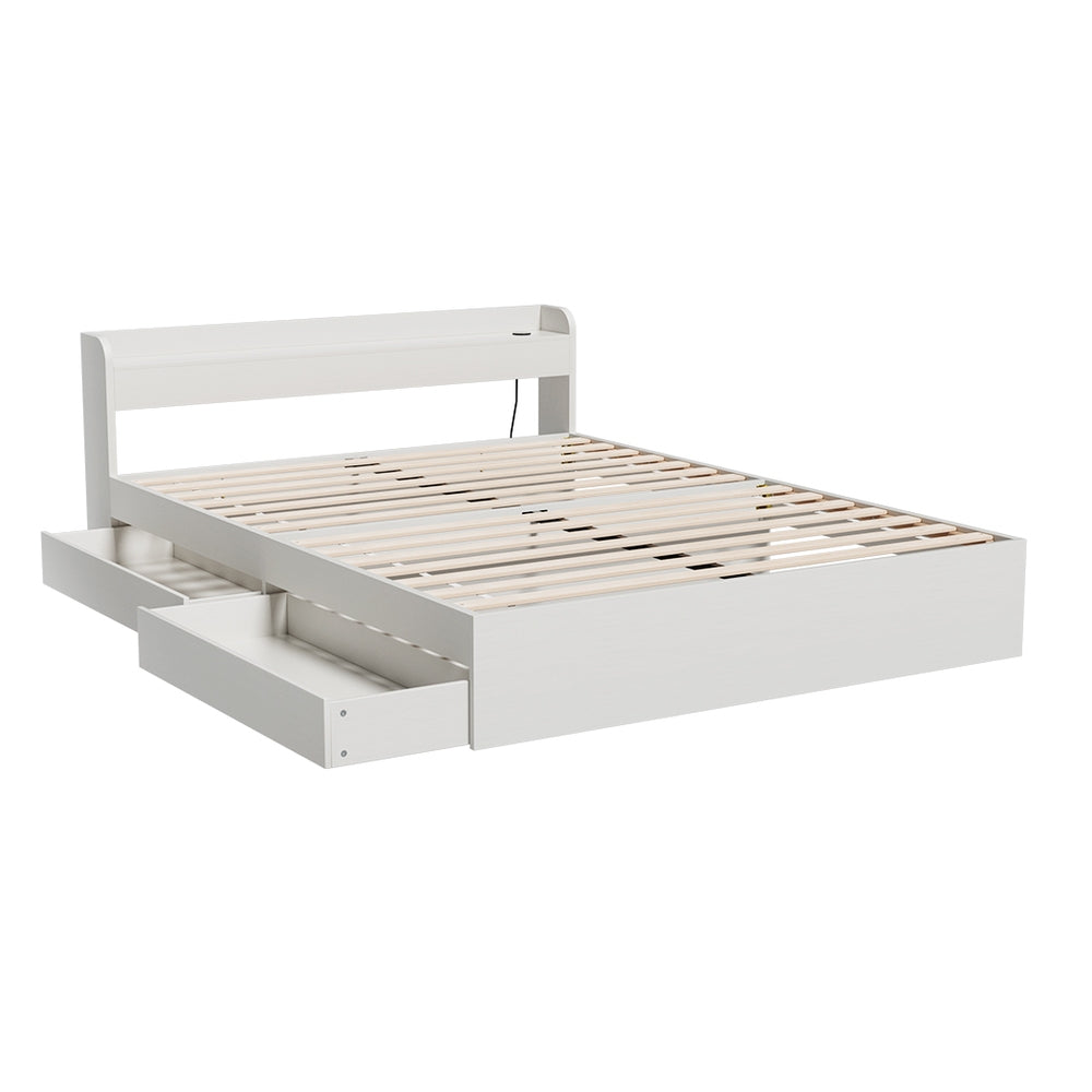 Artiss Bed Frame Queen Size Base wtih Charging Ports 2 Storage Drawers