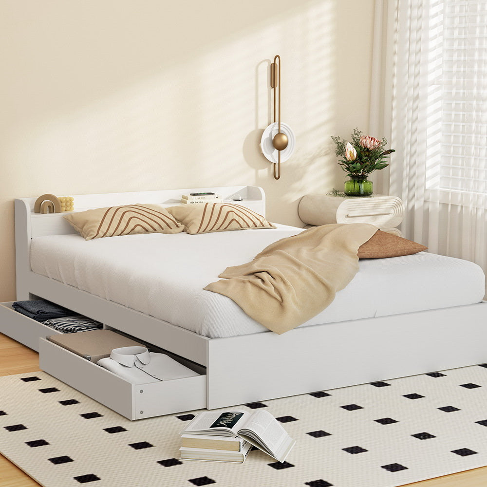 Artiss Bed Frame Queen Size Base wtih Charging Ports 2 Storage Drawers