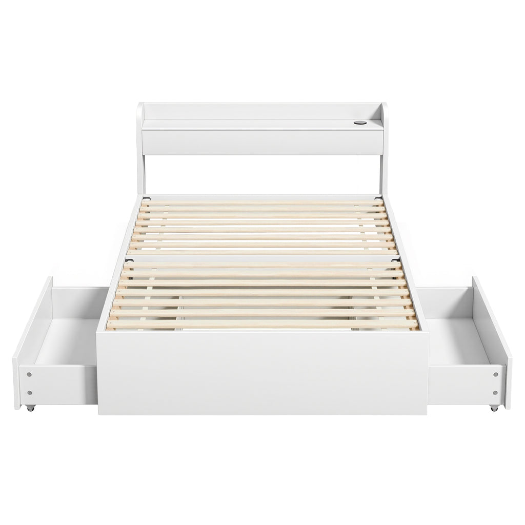 Artiss Bed Frame King Single Size with Charging Ports and 2 Drawers AURA