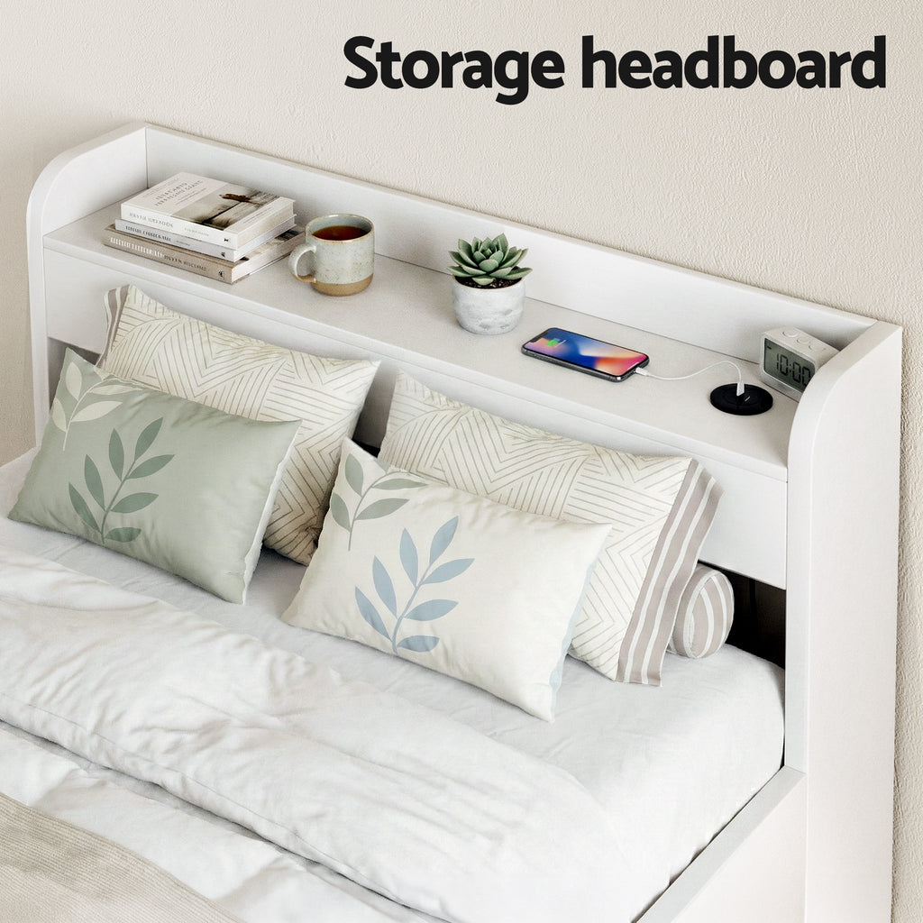 Artiss Bed Frame King Single Size with Charging Ports and 2 Drawers AURA