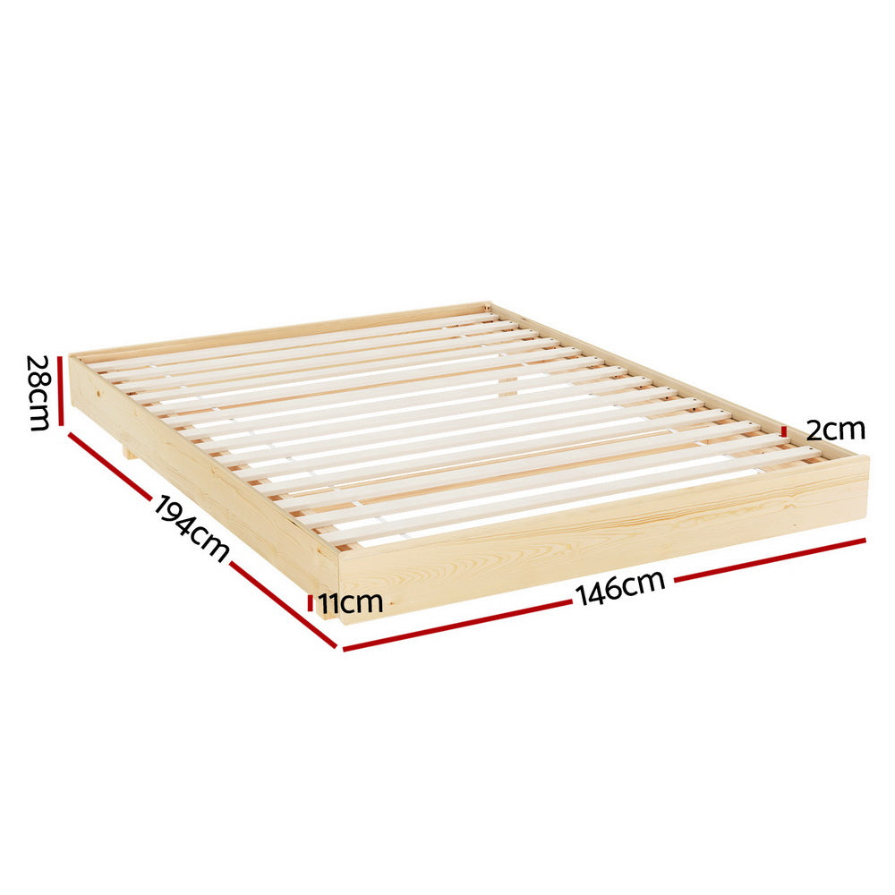 Artiss Bed Frame Double Size Floating Wooden Base Platform Timber ODIN