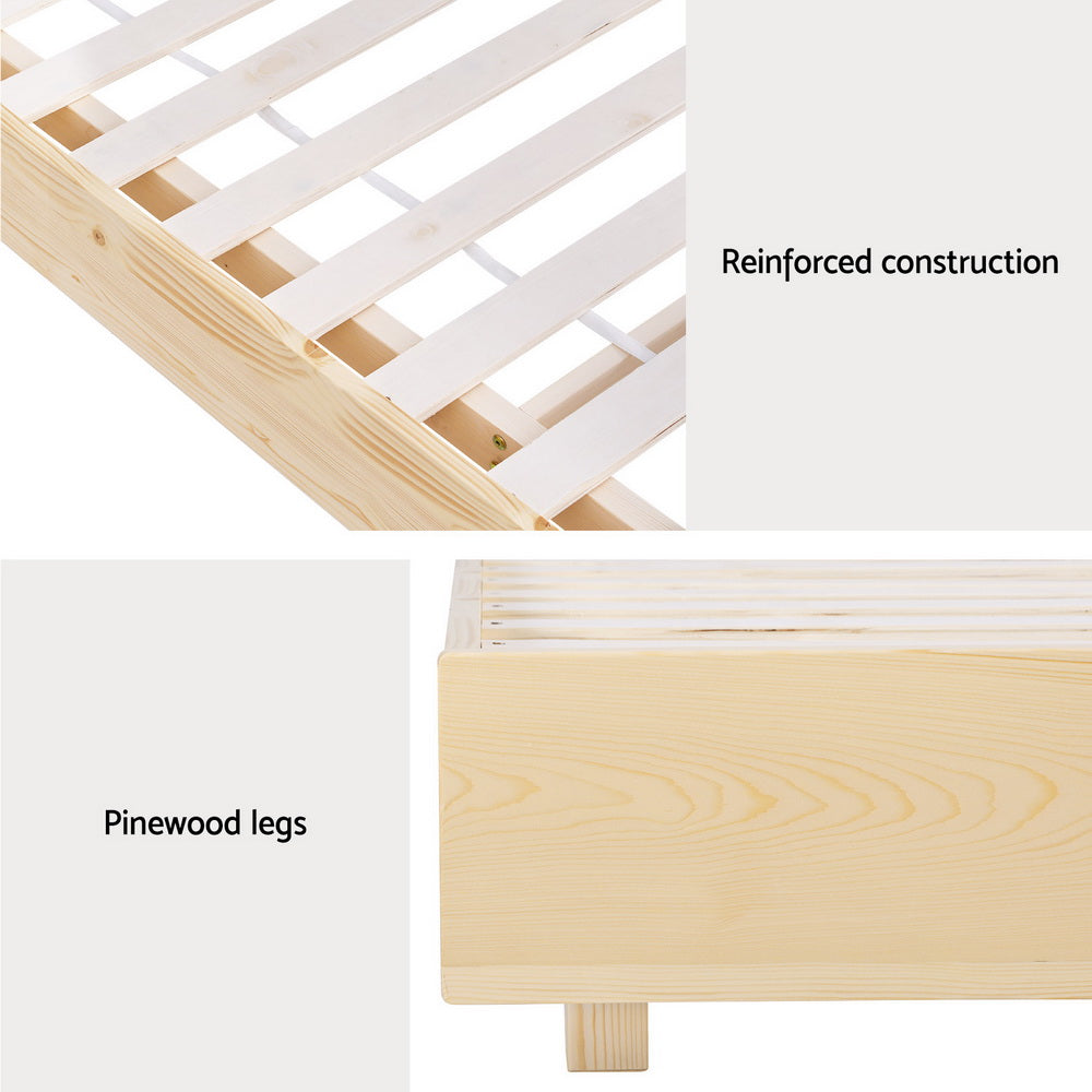 Artiss Bed Frame Double Size Floating Wooden Base Platform Timber ODIN